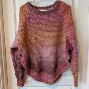 KEREN hart Pink and Brown Textured Crew Neck Sweater